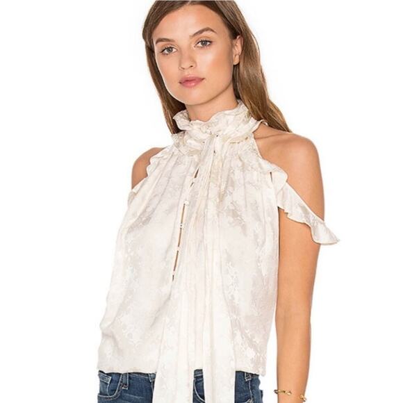 Rachel Zoe Tops - Rachel Zoe $395 "Ecru" Cream Satin
Jacquard "Nashua" SL Blouse SZ 6